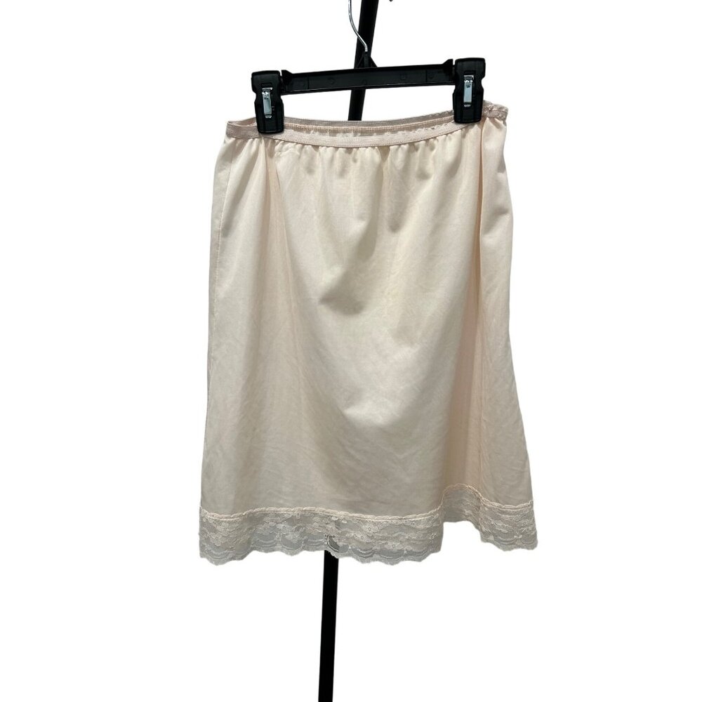 VINTAGE Opalite Beige Half Slip With Lace Trim SZ Short Medium